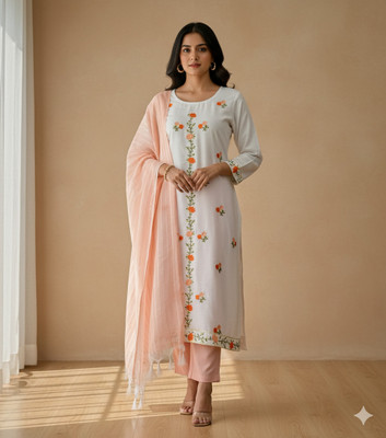 Disondiya Collections Embroidered Kurta, Trouser/Pant & Dupatta Set