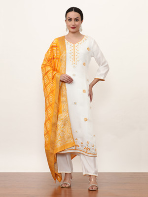 Jaipur Kurti Embroidered Kurta, Trouser/Pant & Dupatta Set