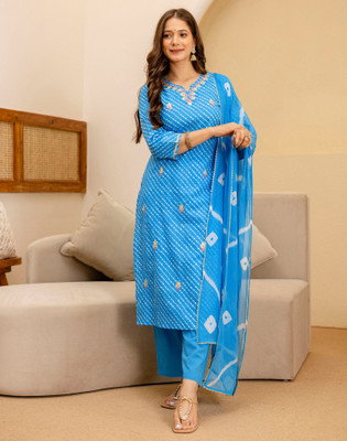Skylee Printed, Embroidered Kurta, Salwar & Dupatta Set