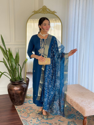 Fabrion Self Design Kurta, Salwar & Dupatta Set