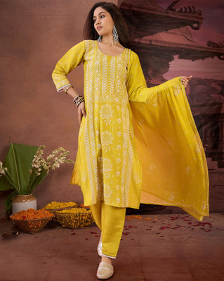 Tasrika Embroidered Kurta, Trouser/Pant & Dupatta Set
