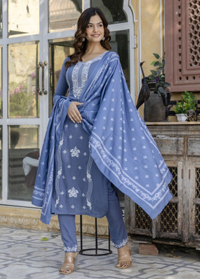 SHELOOM Embroidered Kurta, Trouser/Pant & Dupatta Set