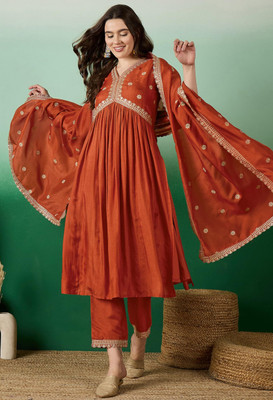 Tasrika Embroidered Kurta, Trouser/Pant & Dupatta Set