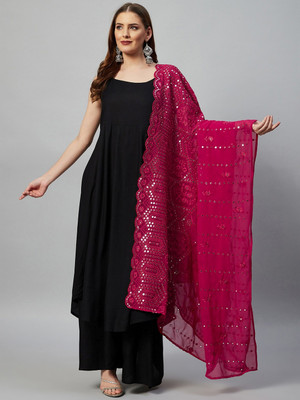 InWeave Solid Kurta, Palazzo & Dupatta Set