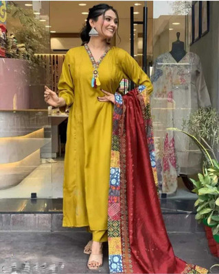 Aarohi creation Embroidered Kurta, Trouser/Pant & Dupatta Set