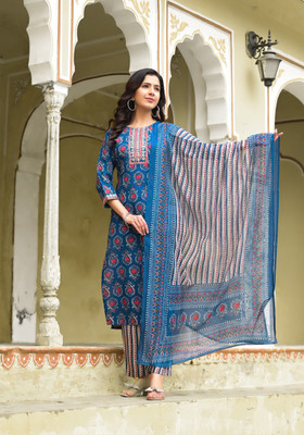 Tasrika Printed Kurta, Trouser/Pant & Dupatta Set