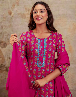 Skylee Floral Print Kurta, Salwar & Dupatta Set