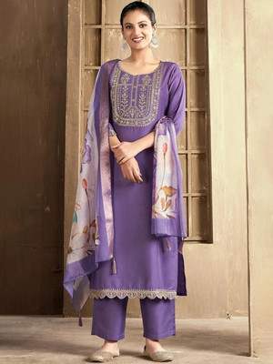 GJFIIVE Embroidered Kurta, Trouser/Pant & Dupatta Set