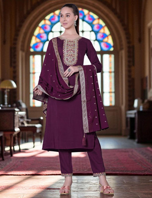 Wearvibe Embroidered Kurta, Trouser/Pant & Dupatta Set