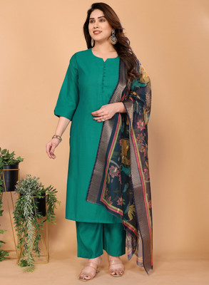 Mingora Solid Kurta, Dhoti Pant & Dupatta Set