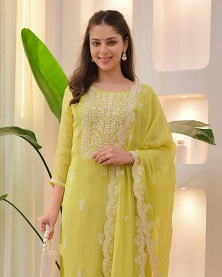 MANSI Embroidered Kurta, Trouser/Pant & Dupatta Set