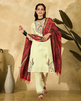 SheWill Embroidered Kurta, Trouser/Pant & Dupatta Set