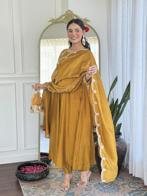 dharmkunj Embroidered Kurta, Trouser/Pant & Dupatta Set