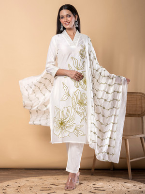 Readiprint Embroidered Kurta, Palazzo & Dupatta Set