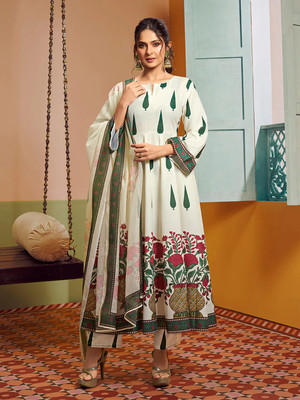 NeeraFashion Floral Print Kurta, Trouser/Pant & Dupatta Set