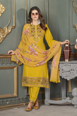WAZIX Clothing Embroidered Kurta, Trouser/Pant & Dupatta Set