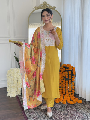 KYADA FAB Embroidered Kurta, Trouser/Pant & Dupatta Set