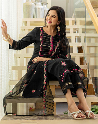 Tasrika Embroidered Kurta, Salwar & Dupatta Set