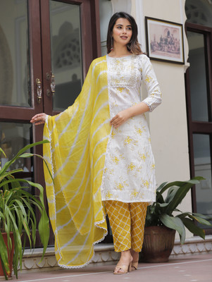 Vifa Plus Printed Kurta, Trouser/Pant & Dupatta Set