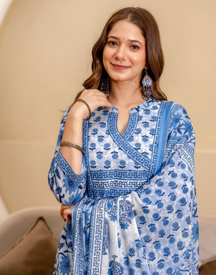 Skylee Floral Print Kurta, Salwar & Dupatta Set