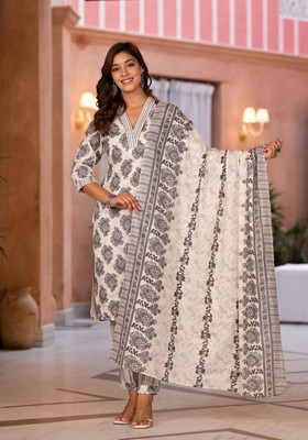 Aralia Floral Print Kurta, Trouser/Pant & Dupatta Set