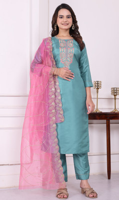 Avnisa Enterprise Embroidered Kurta, Trouser/Pant & Dupatta Set