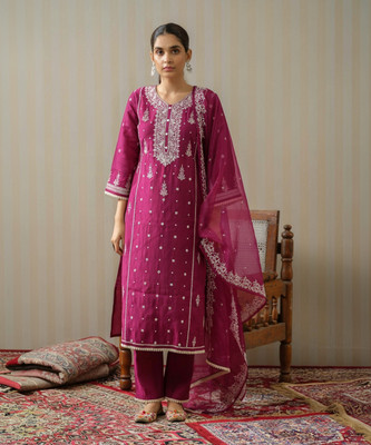 D W APPARELS Embroidered Kurta, Trouser/Pant & Dupatta Set
