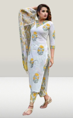 Aditi Tex Fab Floral Print Kurta, Trouser/Pant & Dupatta Set
