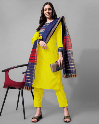 CreationRajvi Solid Kurta, Trouser/Pant & Dupatta Set