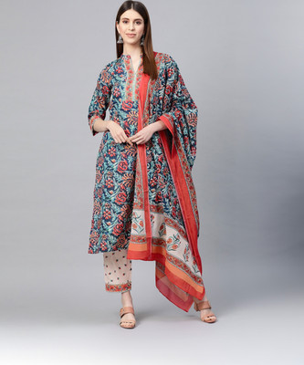 YURI'S Floral Print Kurta, Trouser/Pant & Dupatta Set