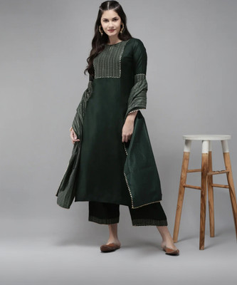 Lamba Creations Solid Kurta, Trouser/Pant & Dupatta Set