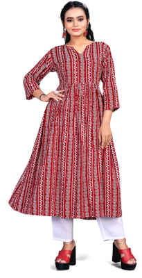 Runaya Nx Printed Anarkali Kurta, Bottom & Dupatta Set