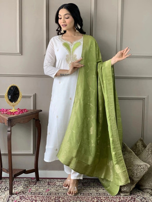 Tylissa Embroidered Kurta, Trouser/Pant & Dupatta Set