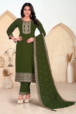 sthreevastra Embroidered Kurta, Trouser/Pant & Dupatta Set