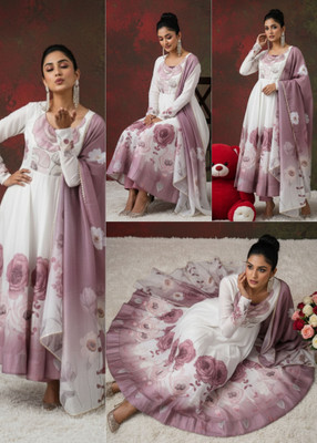 TRANDTIDE Printed Anarkali Kurta, Bottom & Dupatta Set