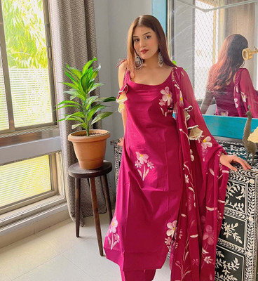 Parnavi Floral Print Kurta, Trouser/Pant & Dupatta Set