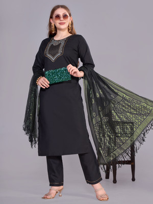 Harekrishna creation Embroidered Kurta, Trouser/Pant & Dupatta Set