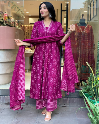 krisha creation Printed Kurta, Palazzo & Dupatta Set