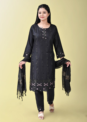 TIMESTYLE Embroidered, Self Design Kurta, Trouser/Pant & Dupatta Set