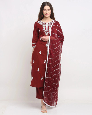 Rajnandini Embroidered Kurta, Trouser/Pant & Dupatta Set