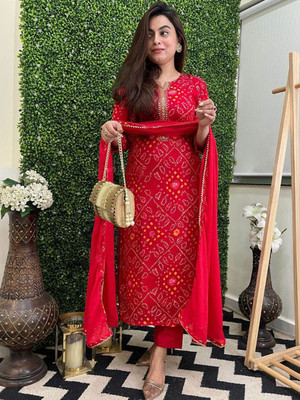 SHREE INFINITY EXPORT Embroidered Kurta, Trouser/Pant & Dupatta Set