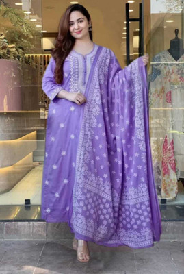 VNSAGAR Embroidered Kurta, Trouser/Pant & Dupatta Set