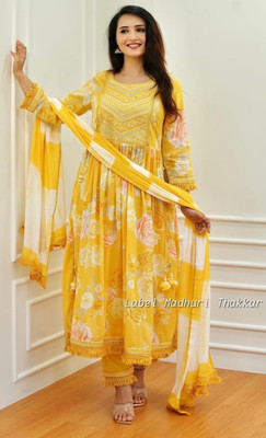SND ATTIRE Floral Print Anarkali Kurta, Bottom & Dupatta Set