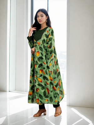 sagarika Floral Print Anarkali Kurta, Bottom & Dupatta Set