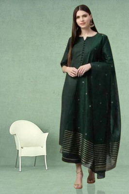 SoshrepCreation Solid Kurta, Palazzo & Dupatta Set