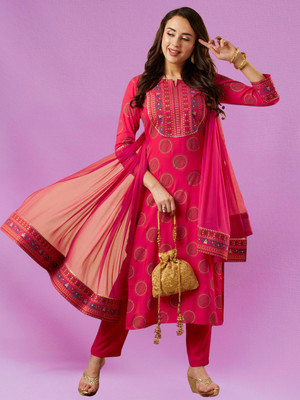 pinfit Printed Kurta, Trouser/Pant & Dupatta Set