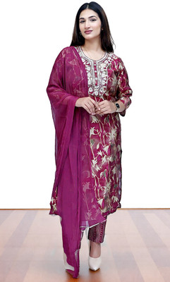 RIDS & SIDS Floral Print, Embroidered Kurta, Trouser/Pant & Dupatta Set
