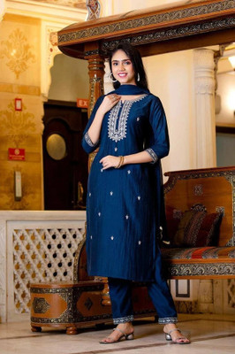 KaayaCreation Embroidered Kurta, Trouser/Pant & Dupatta Set
