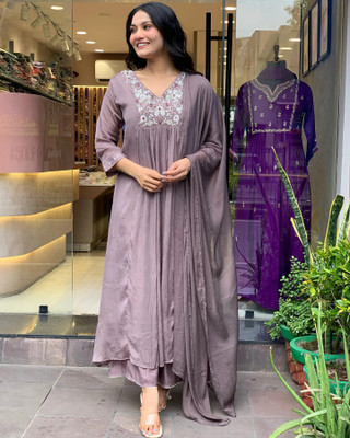 UTOPIAFASHION Embroidered Anarkali Kurta, Bottom & Dupatta Set