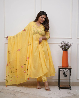 maharwal Enterprises Embroidered Anarkali Kurta, Bottom & Dupatta Set